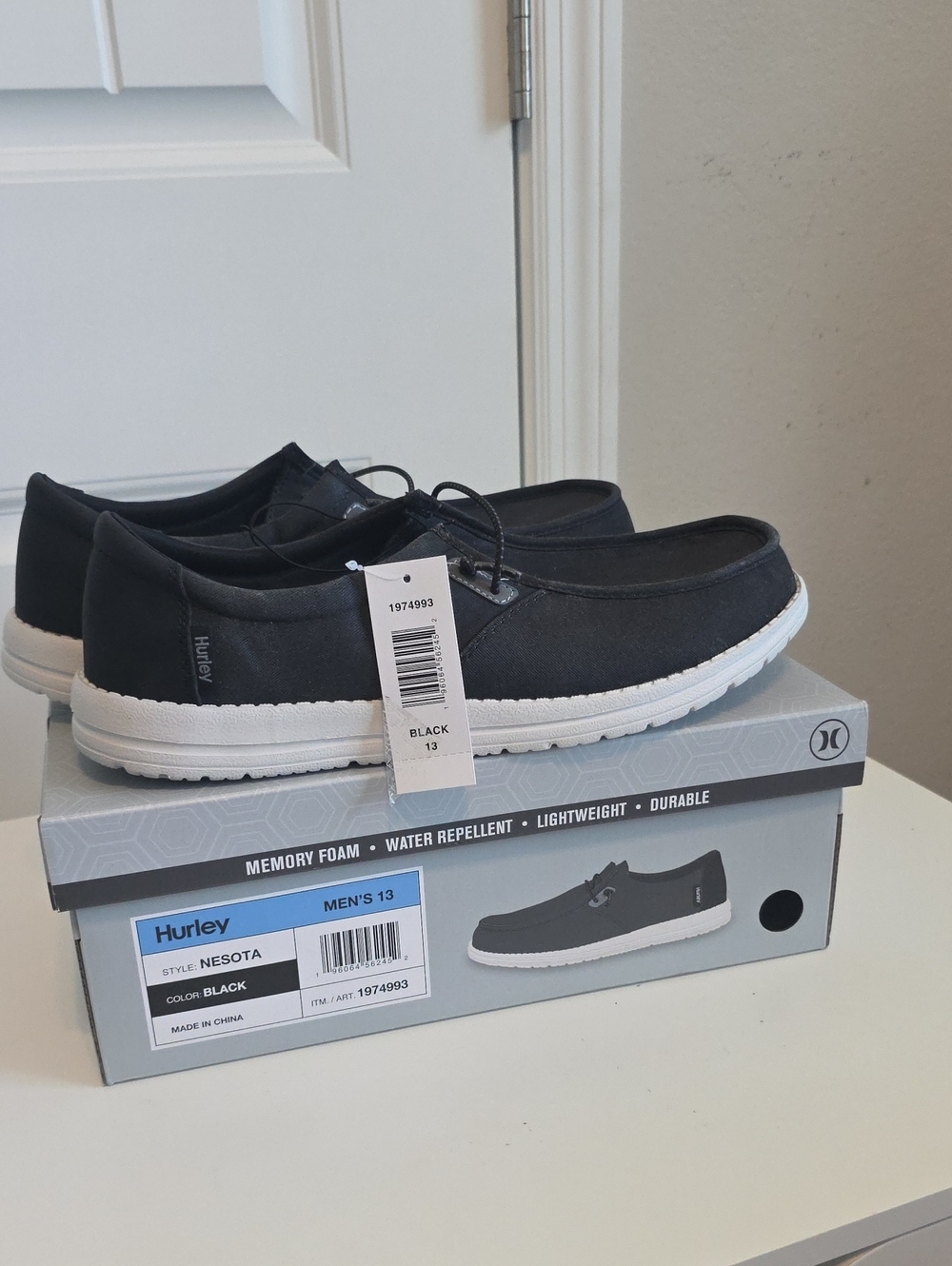 Hurley Black Men's Casual Slip-On Loafers with White Sole